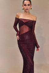 Seraphyne crystal mesh gown burgundy Vorderansicht