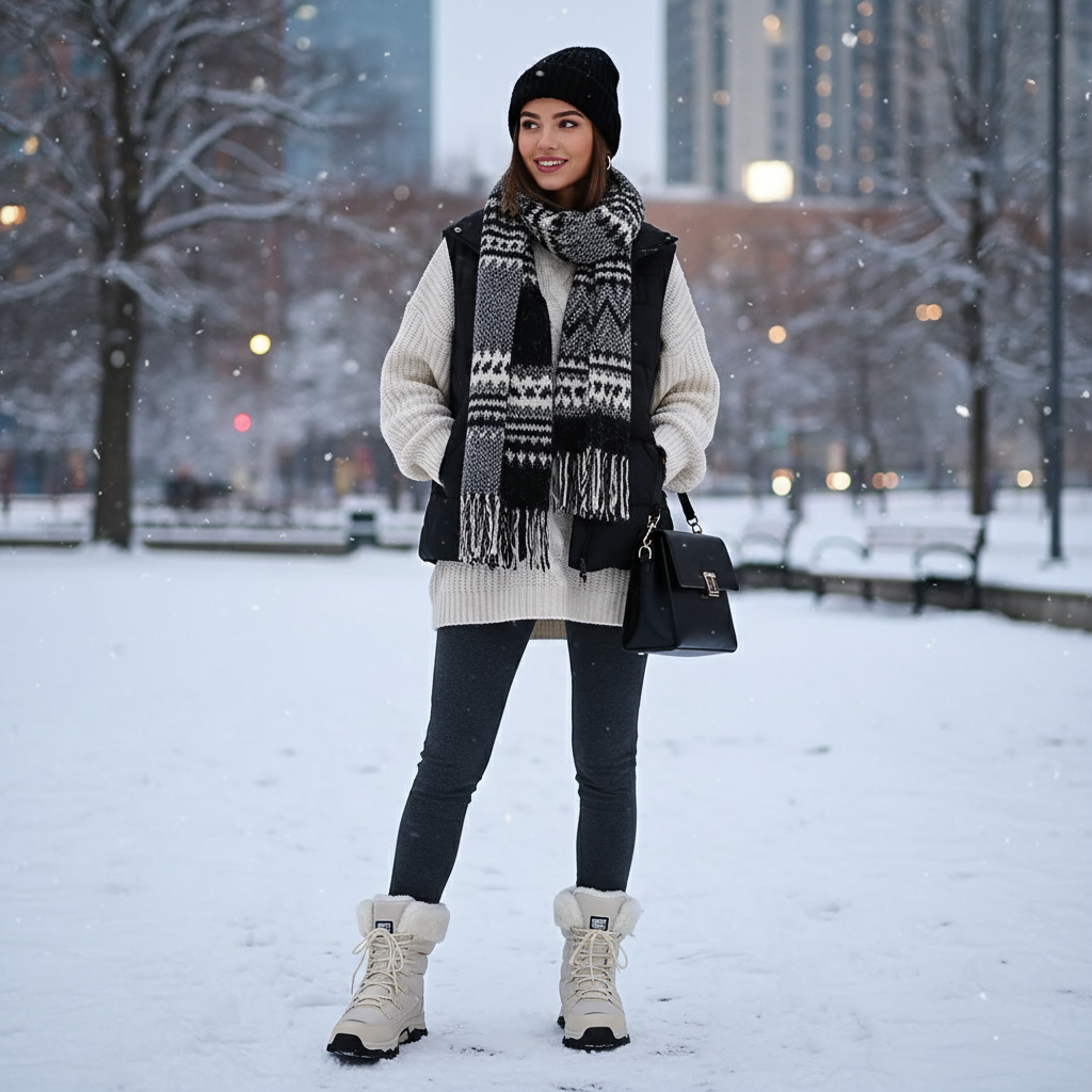 Norvella | Warme Damen-Winterstiefel mit Fellkragen & Profilsohle