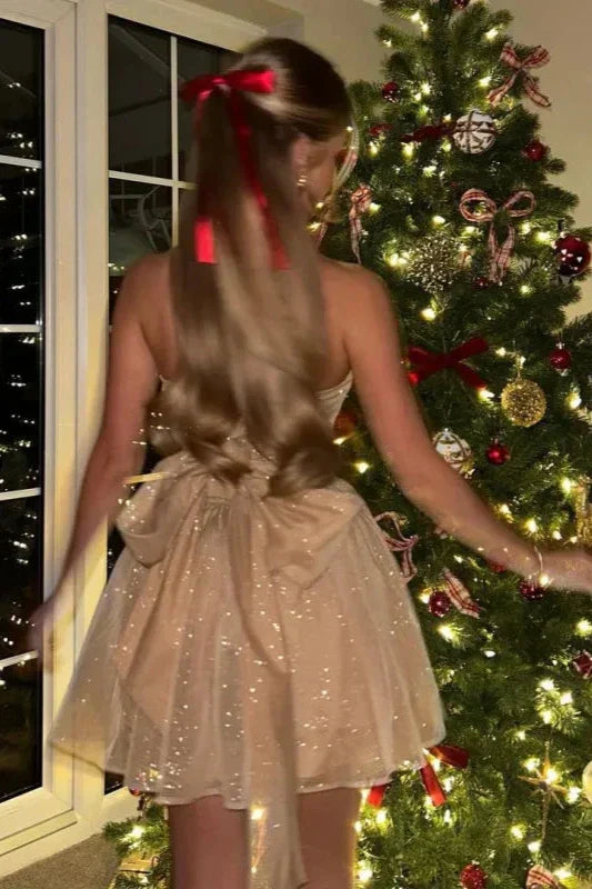 Nuvéra | Trägerloses Glitzer Minikleid – Funkelndes Party Dress für besondere Anlässe