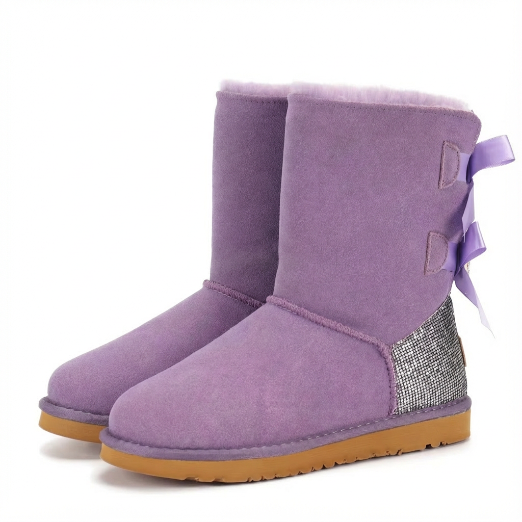 Elodie Sparkle Bow Boots | Winterstiefel aus Wildleder mit Schleifen & Glitzer-Details