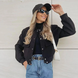 Emilia Bomberjacke schwarz – cropped Damenjacke
