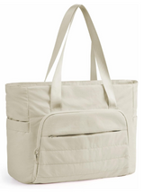 FlexaCarry tas in beige met verstelbare hengsels en minimalistisch design