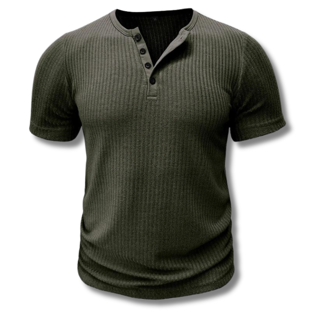 Armygroen henley shirt met moderne pasvorm
