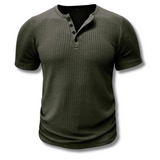 Armygroen henley shirt met moderne pasvorm
