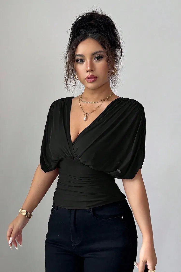 Celestine drapierte Damenbluse mit fließendem Stoff und Stretch