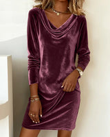 Damen Samtkleid aubergine festlich