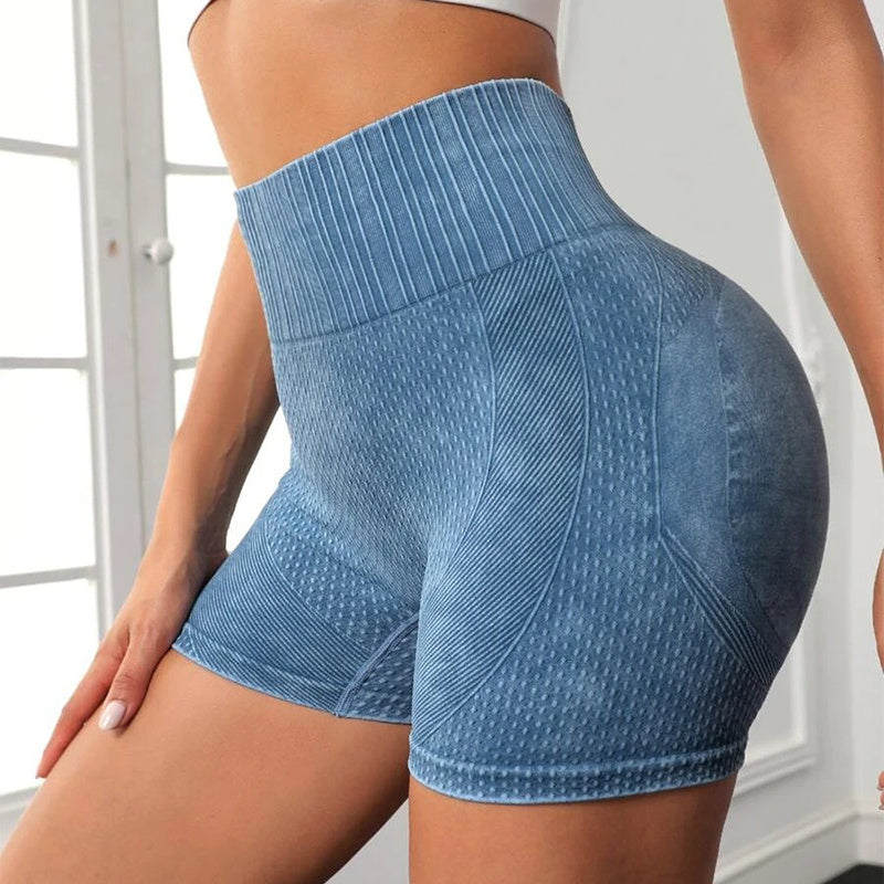Booty Boost Shorts in Blau – nahtlos & squat-proof