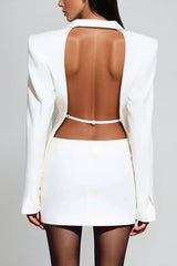 weiße blazer jacke mit offenem rücken