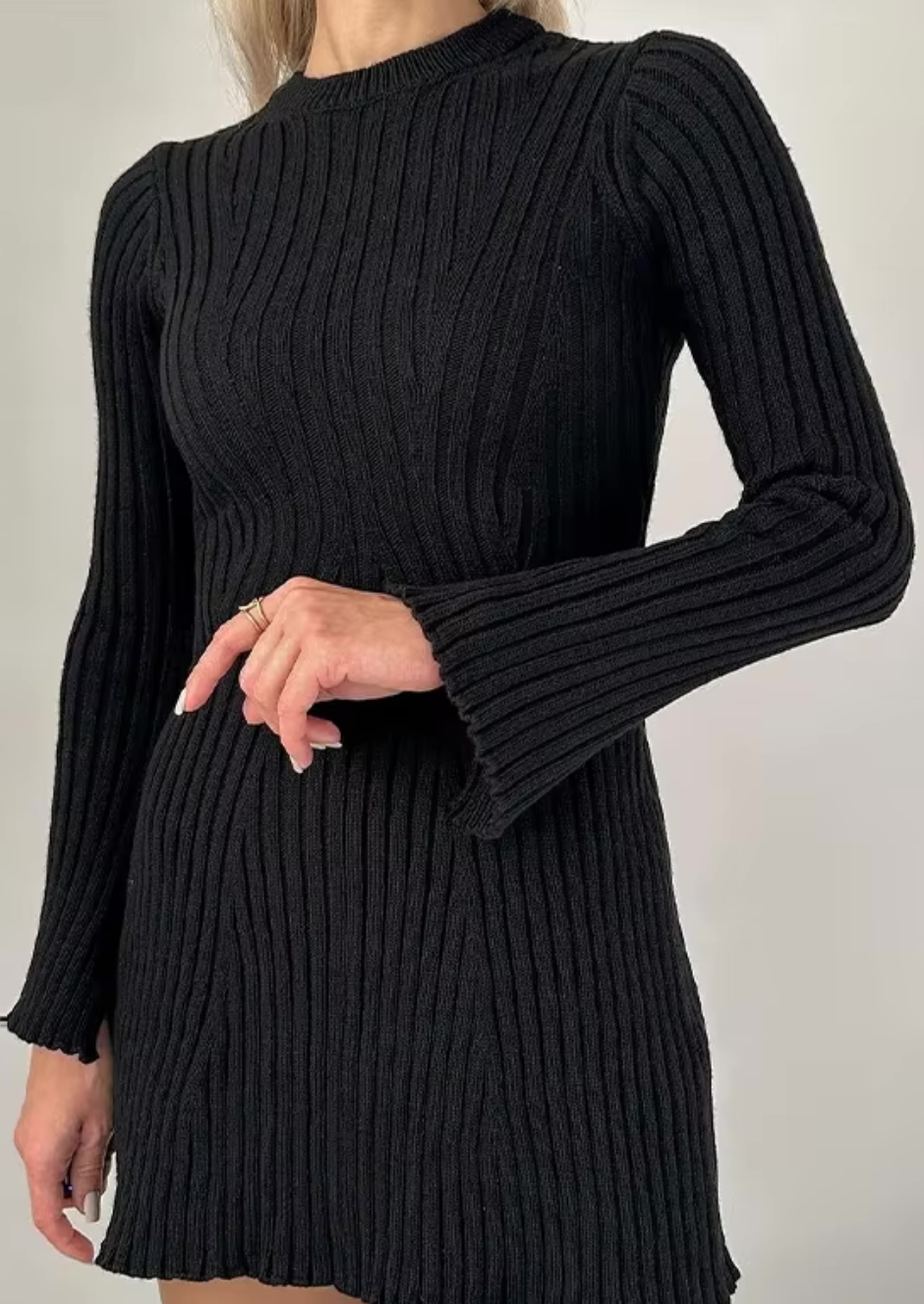 Elodie | Ribbed Knit Mini Dress 