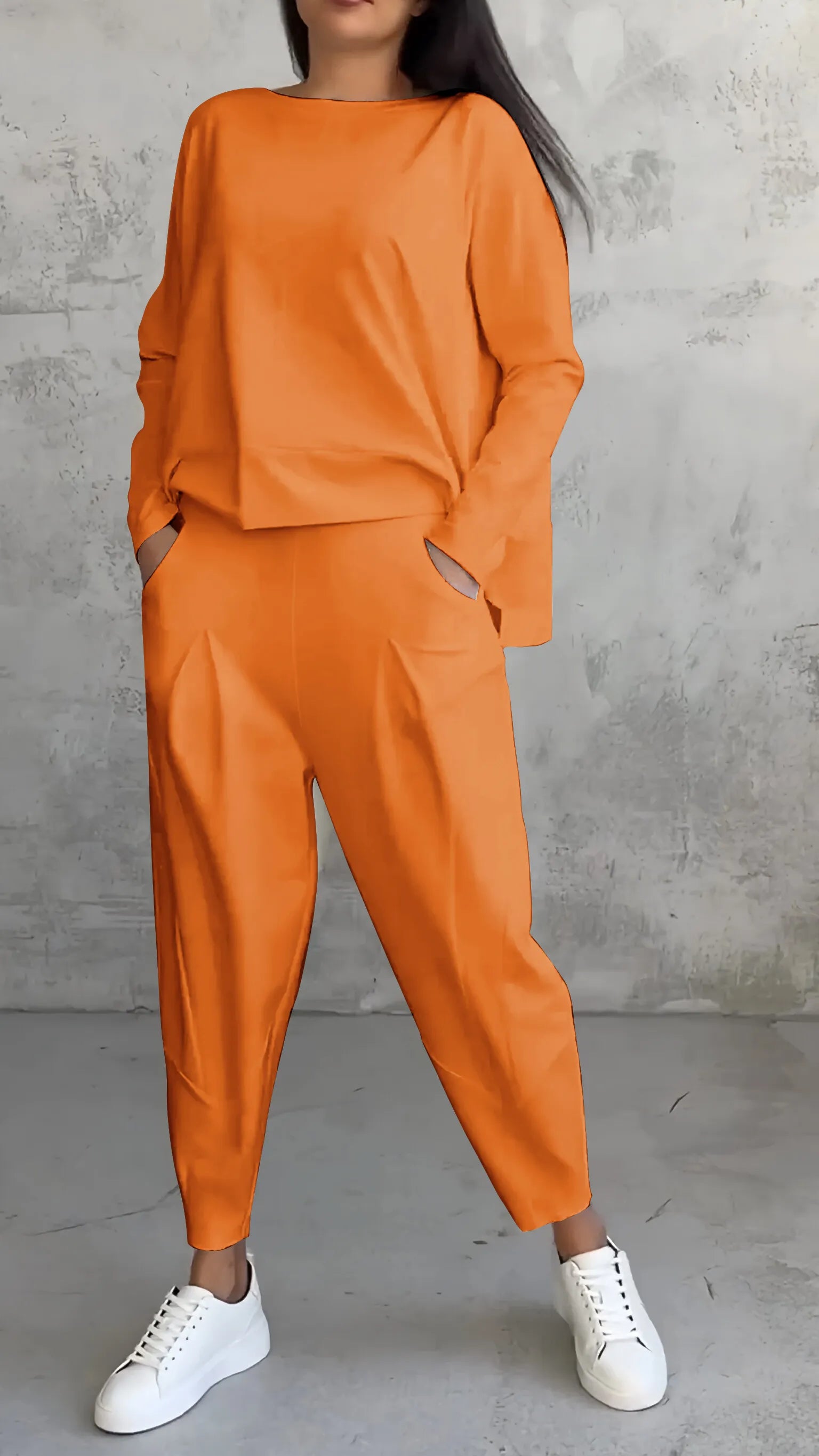 Zweiteiliges Damen Set in Orange – bequeme Damenmode
