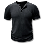 Zwart heren shirt met structuur en knopen
