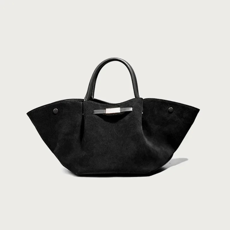 firenze suede tote in black als elegante alltags-handtasche