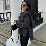 Harpera Cape | Eleganter Damen Cape mit Schal-Optik & Asymmetrischem Schnitt