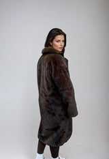 Melania Faux-Fur Mantel Damen in Braun mit figurbetonter Passform