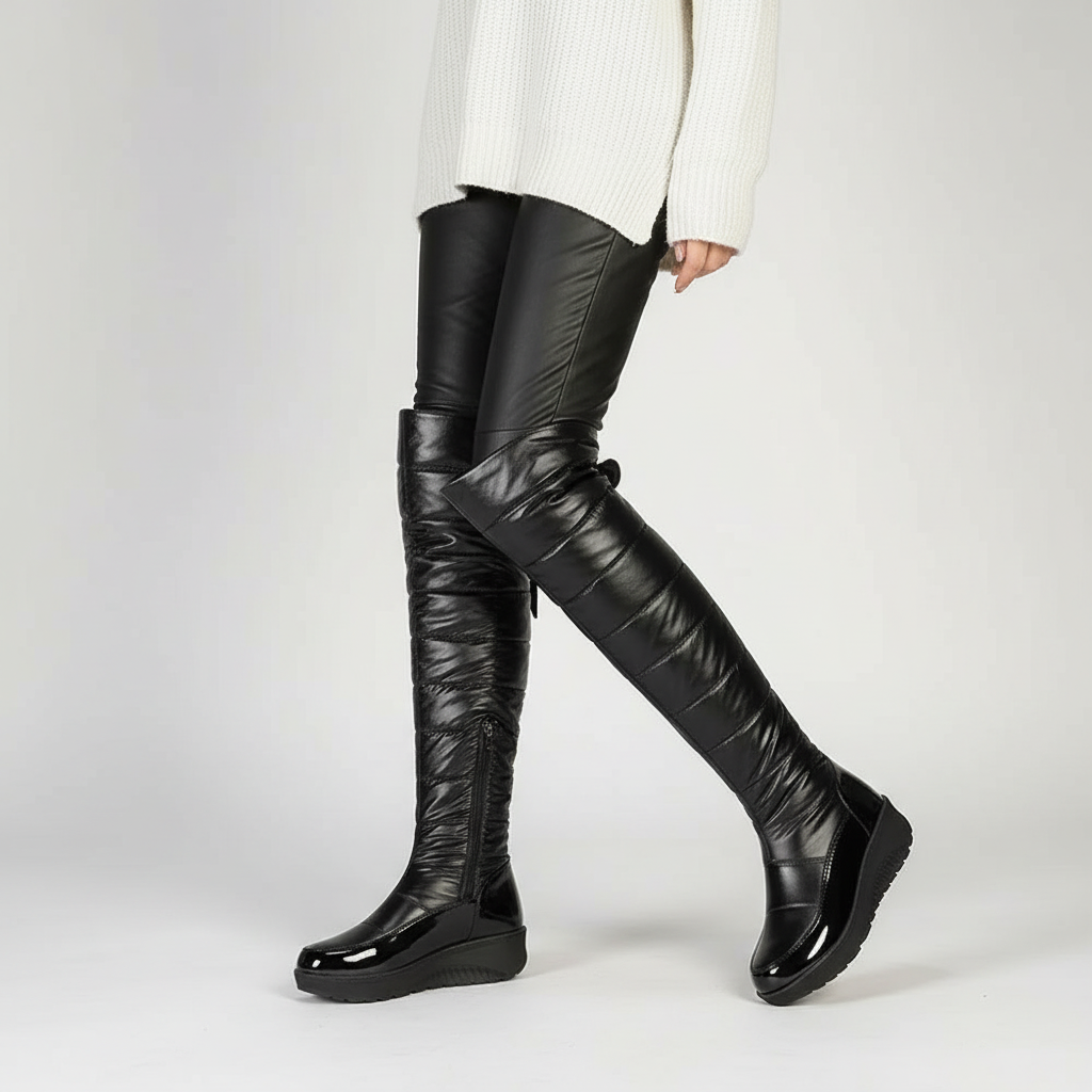 Narella Snowline Overknee Boots | Warme Gefütterte Damen Winterstiefel mit Schleife
