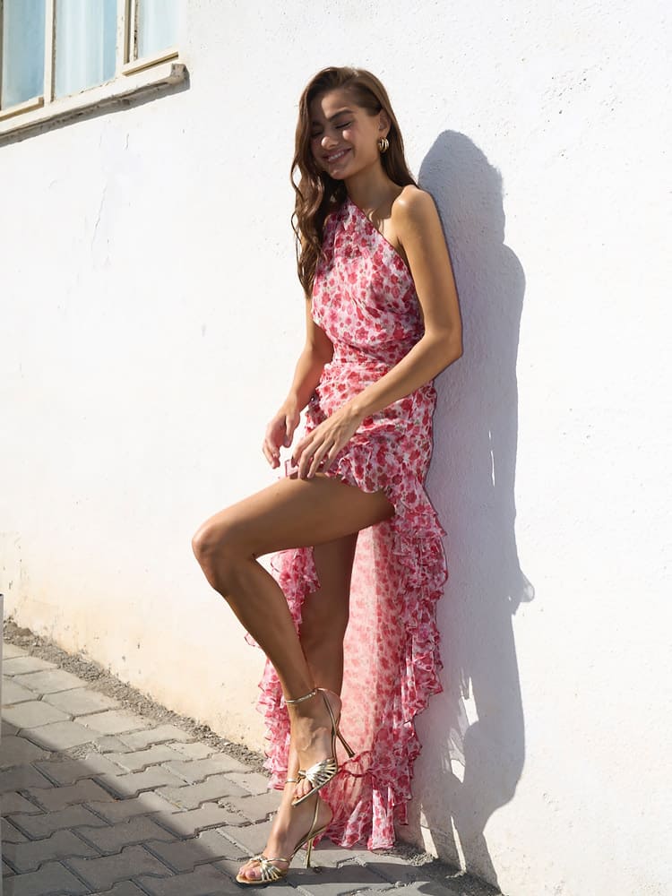 Amarose | One Shoulder Ruffle Dress