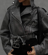 Moto Luxe Jacket Damen vegan lederjacke biker grau
