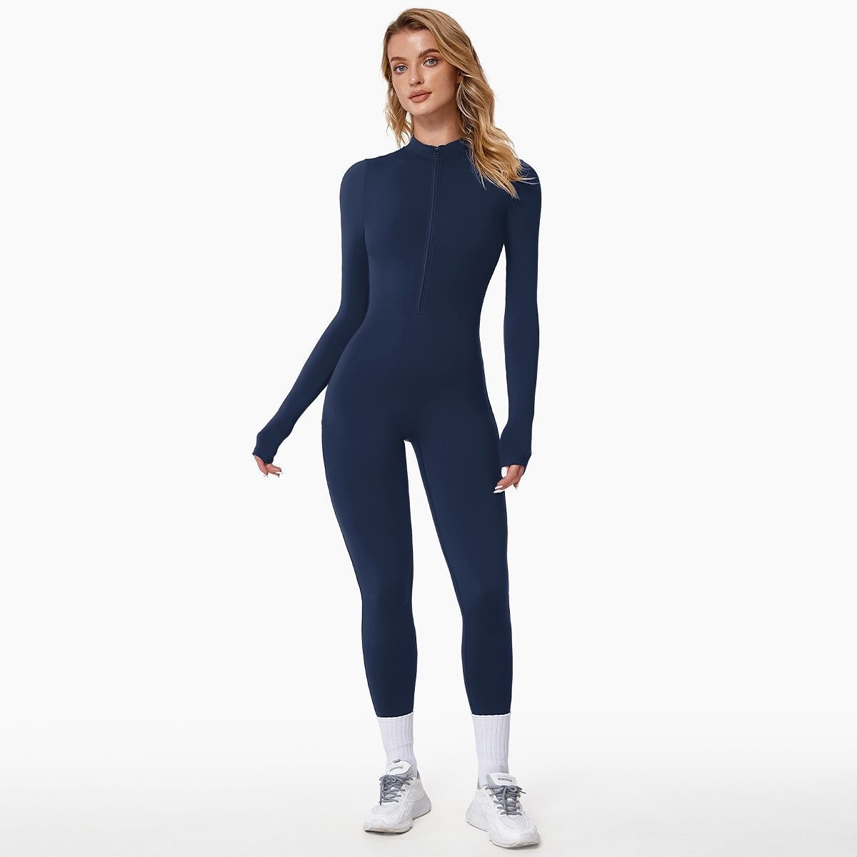 Damen Winter Jumpsuit mit Reißverschluss, figurbetonend
