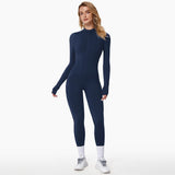 Damen Winter Jumpsuit mit Reißverschluss, figurbetonend

