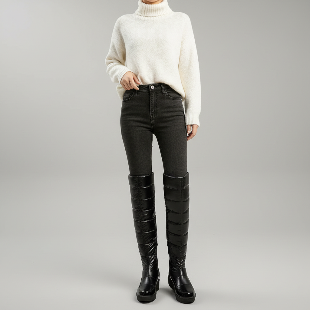 Narella Snowline Overknee Boots | Warme Gefütterte Damen Winterstiefel mit Schleife