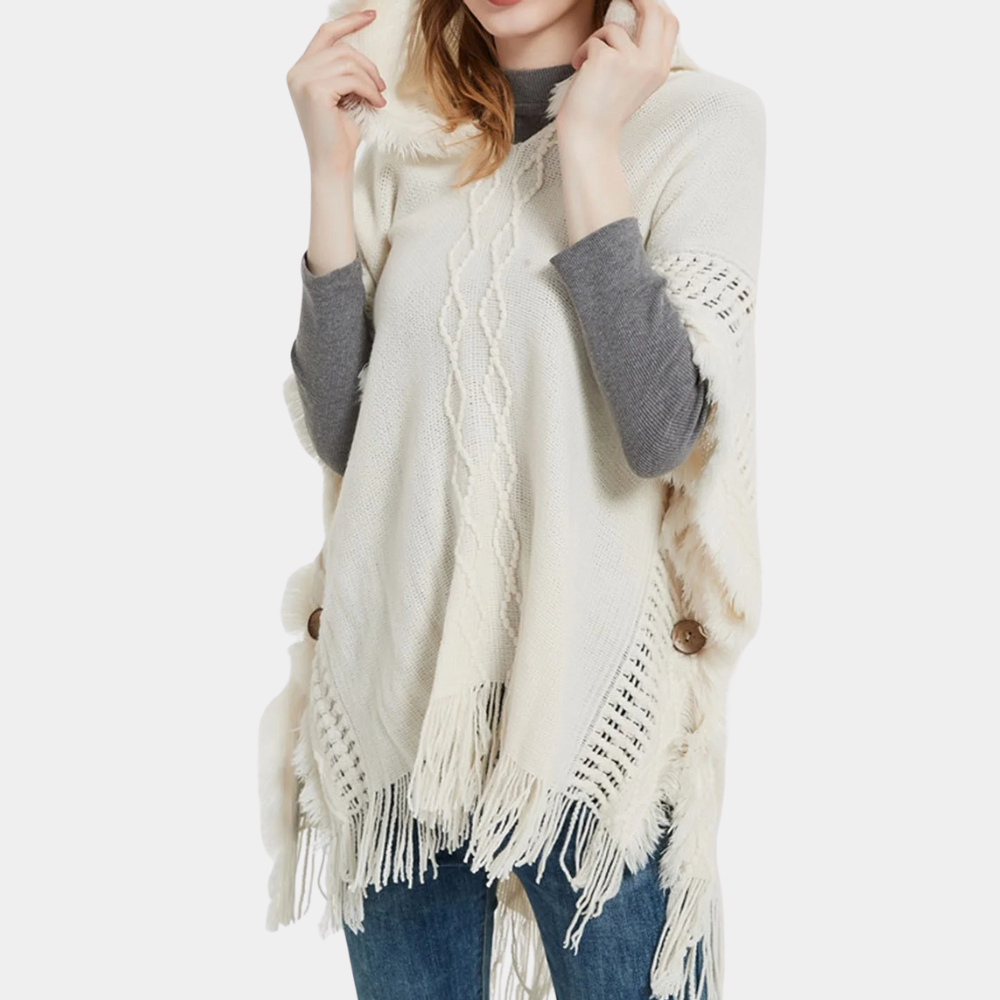 poncho trui dames beige

