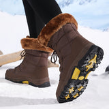 Norvella | Warme Damen-Winterstiefel mit Fellkragen & Profilsohle