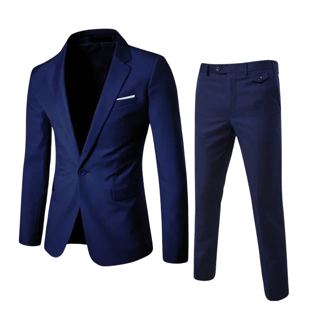 Donkerblauw herenpak voor zakelijke en formele momenten

