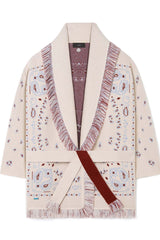 Meliora Bandana Cardigan | Warme Damen Strickjacke mit Fransen & Muster