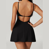 Rückansicht Sportkleid Damen in Schwarz mit Racerback
