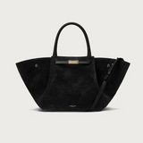 firenze suede tote large in black seitenansicht mit klaren linien