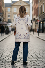 Meliora Bandana Cardigan | Warme Damen Strickjacke mit Fransen & Muster