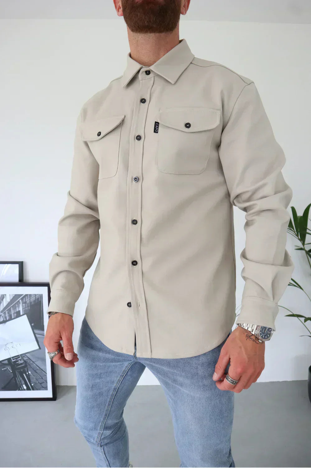 dominic lichtgewicht heren jack beige voor lente en herfst
