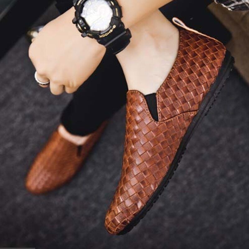 Api heren loafers – elegant en ademend dankzij gevlochten leer

