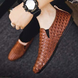 Api heren loafers – elegant en ademend dankzij gevlochten leer

