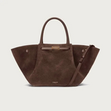produktfoto vorne und seite der firenze suede tote large in coffee