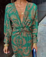 Marivelle | Midi Kleid mit V-Ausschnitt & Paisley Muster – Elegantes Cocktailkleid für Damen