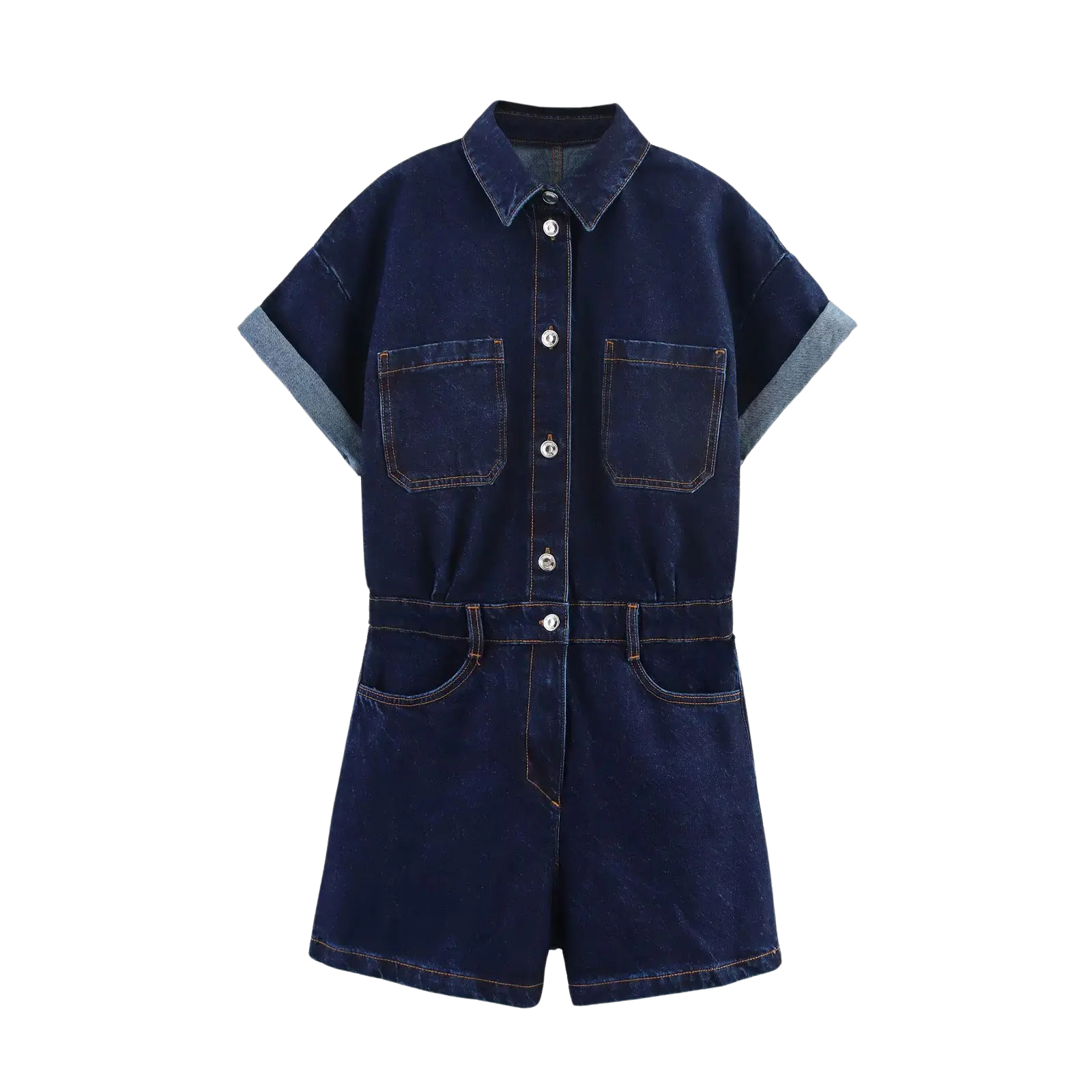 Donkerblauwe denim jumpsuit