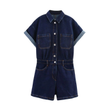 Donkerblauwe denim jumpsuit
