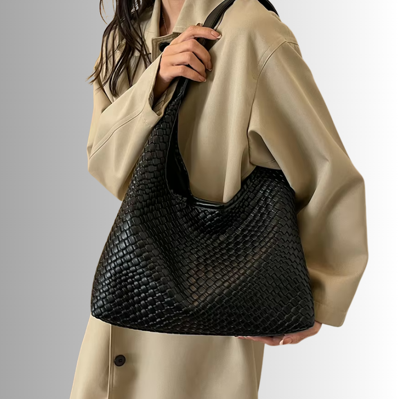 Amira Woven Tote | Shoulder Bag with Pouch 