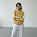 Yúmei Track Jacket Damen Retro-Sportjacke Gelb mit Knopfdetails mit Schlaufen