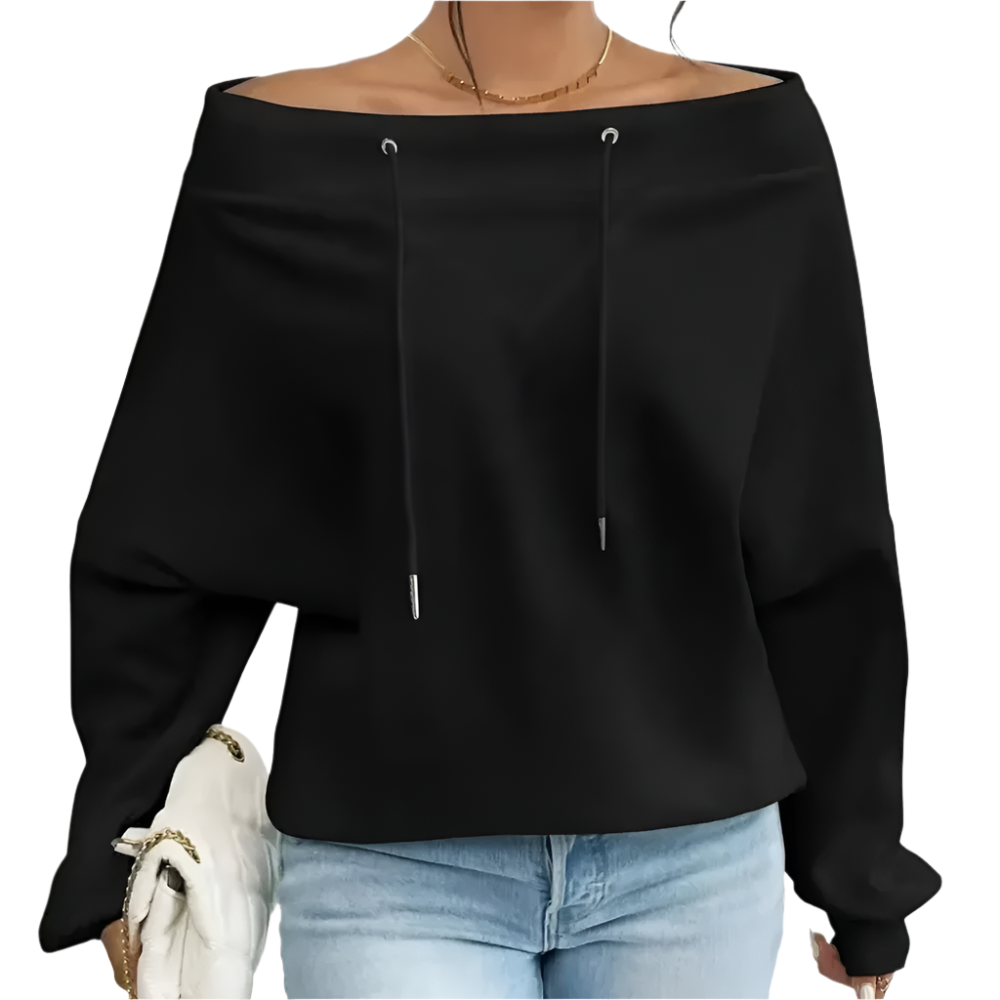 schouderloos sweatshirt zwart dames
