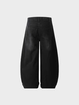 Nyvra Baggy Jeans in Schwarz – Rückansicht ohne Modell mit Wide-Leg-Schnitt