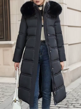 Snow Embrace | Lange Winterjacke mit Kunstpelzkragen