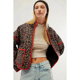 Patch & Puff Damenjacke schwarz rot blumenprint
