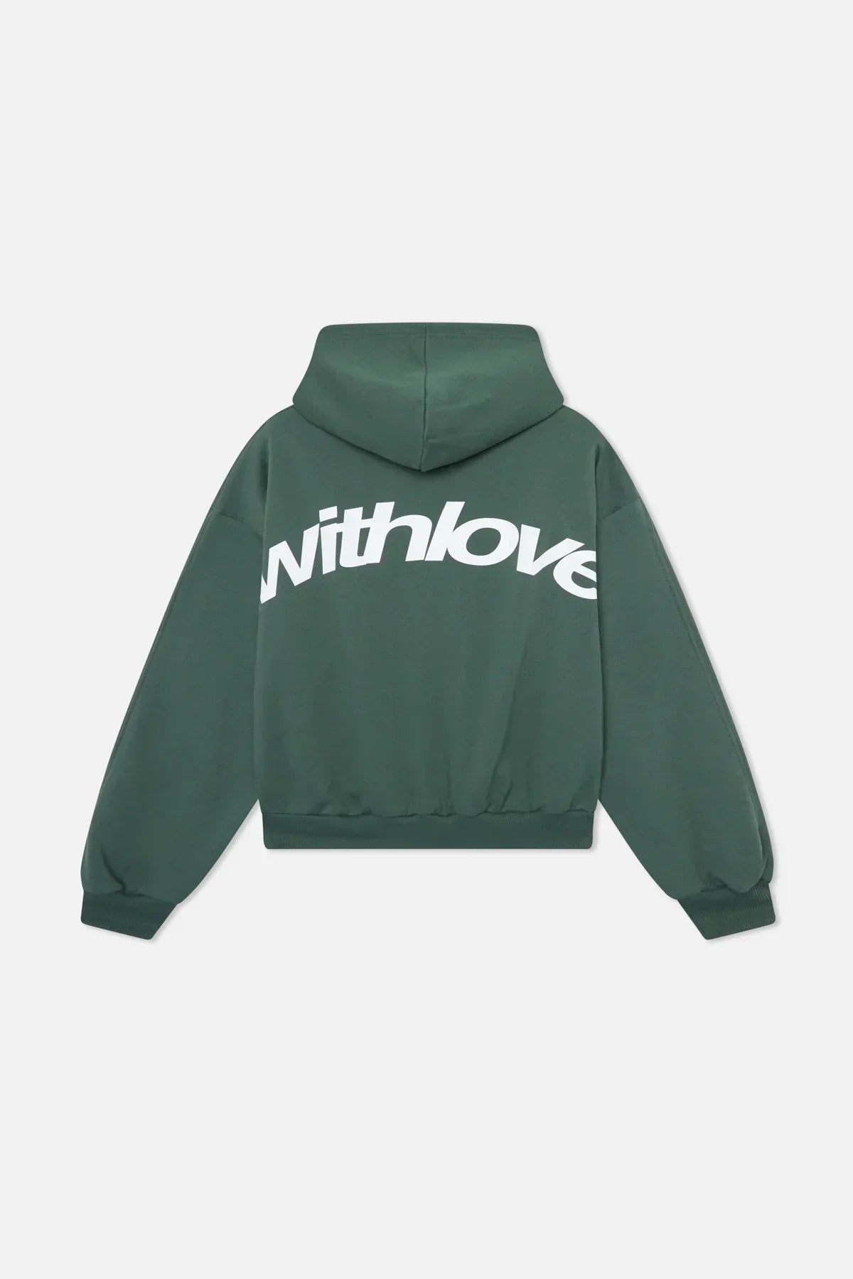 Grüner Hoodie Rückseite mit „withlove“ Print

