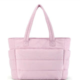 Nimbus Carry Puffer Tote – roze tas met trendy puffer-look.
