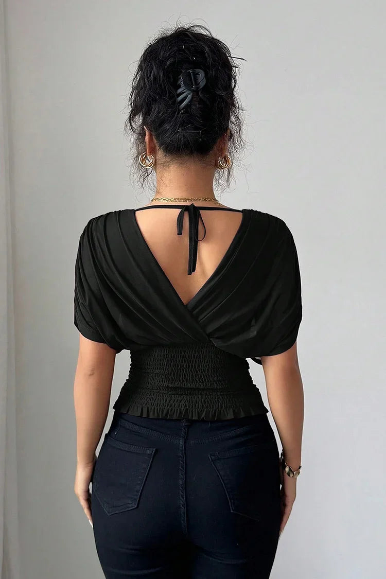 Celestine Drapé-Bluse Damen Detailansicht der Taillenraffung