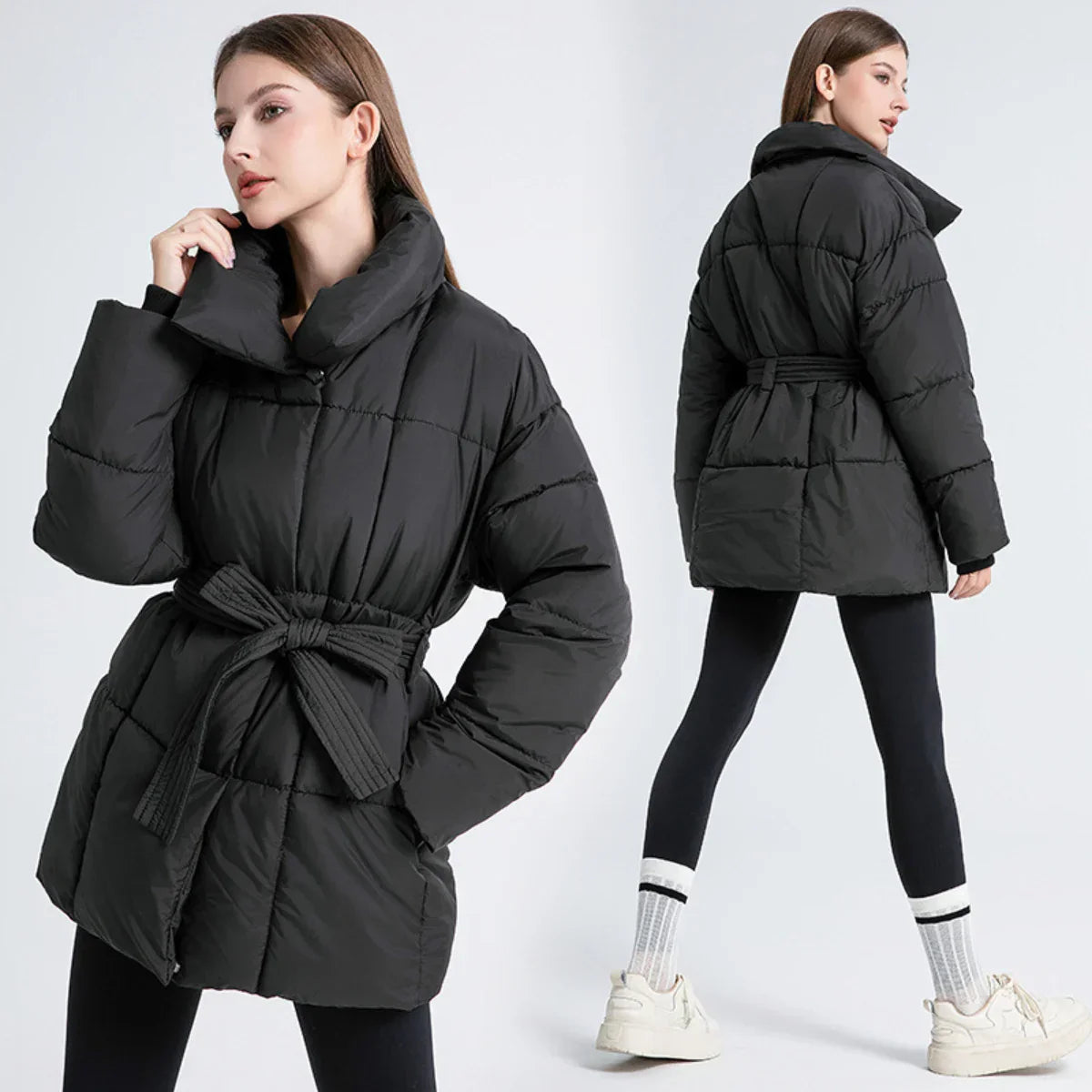Arctic Allure | Taillierte Damen Winterjacke mit Gürtel & Eleganter Look