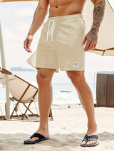 beige zwemshort voor mannen met comfortabele pasvorm
