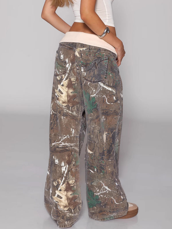 Oversized Camouflage Jeans Damen Rückansicht